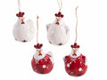Gallinelle pasquali decorative in ceramica lucida colorata e decorata, set da 8 pezzi, cm 6 x 6 x 7,5 H