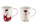 Tazze con decoro a gallinella in rilievo in ceramica colorata lucida, set da 4 pezzi, Ø 9 cm x 10,5 H