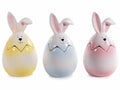 Contenitori a coniglietto pasquale / uovo in ceramica con coperchio con orecchie, set da 6 pezzi, Ø 9 cm x 16,5 H