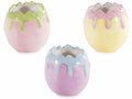 Contenitori pasquali a forma di uovo in ceramica pastello con bordi colorati ad, set da 6 pezzi, Ø 8,5 cm x 8 H