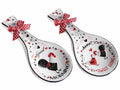 Poggiamestolo gallinelle in ceramica con scritta home sweet home con fiocco, set da 4 pezzi, cm 10,5 x 24 H