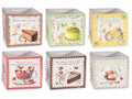 Vasi in ceramica di forma quadrata con scritte e decori torte / dolcetti, set da 6 pezzi, cm 14 x 14 x 14 H