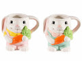 Tazze pasquali a coniglietto con carota in ceramica e dettagli in rilievo, set da 4 pezzi, Ø 9 cm x 12 H