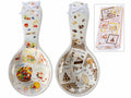 Poggiamestolo da cucina in ceramica con stampa dolci, fiocchetto e confezione, set da 8 pezzi, cm 11,5 x 24 H