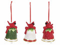 Addobbi albero a campanelle di Natale in ceramica con uccellino e fiocchetto, set da 6 pezzi, Ø 6 cm x 8,5 H