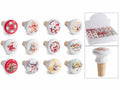 Tappi natalizi in sughero e ceramica lucida con decori a tema natale, set da 24 pezzi, Ø 4 cm x 3 H (con tappo 6)