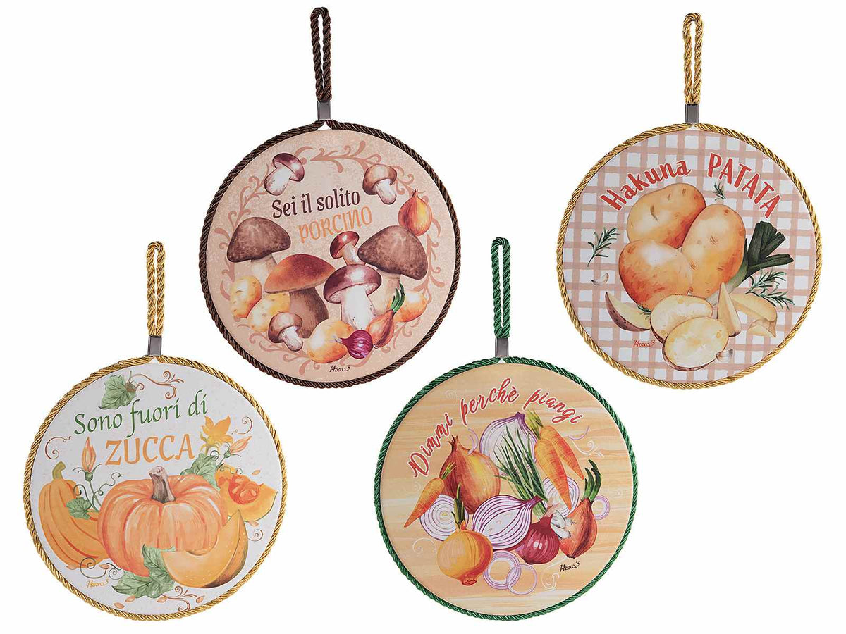 Sottopentola da cucina in ceramica decorata con fantasia autunnale, con base, set da 8 pezzi, Ø 19 cm