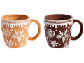 Tazze natalizie in ceramica con decori fiocchi di neve e motivi di Natale, set da 2 pezzi, Ø 10 cm x 10 H