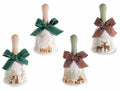 Campanelle natalizie in ceramica con fiocco e decorazione villaggio natalizio, set da 8 pezzi, Ø 5 cm x 10 H