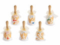 Campanelle natalizie in ceramica con decoro angioletti, scritte e fiocco, set da 6 pezzi, Ø 5 cm x 10 H