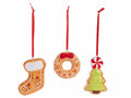 Set di 9 addobbo di Natale biscottini pan di zenzero in ceramica colorata da appendere, Alberello: cm 4,5 x 2 x 7 H