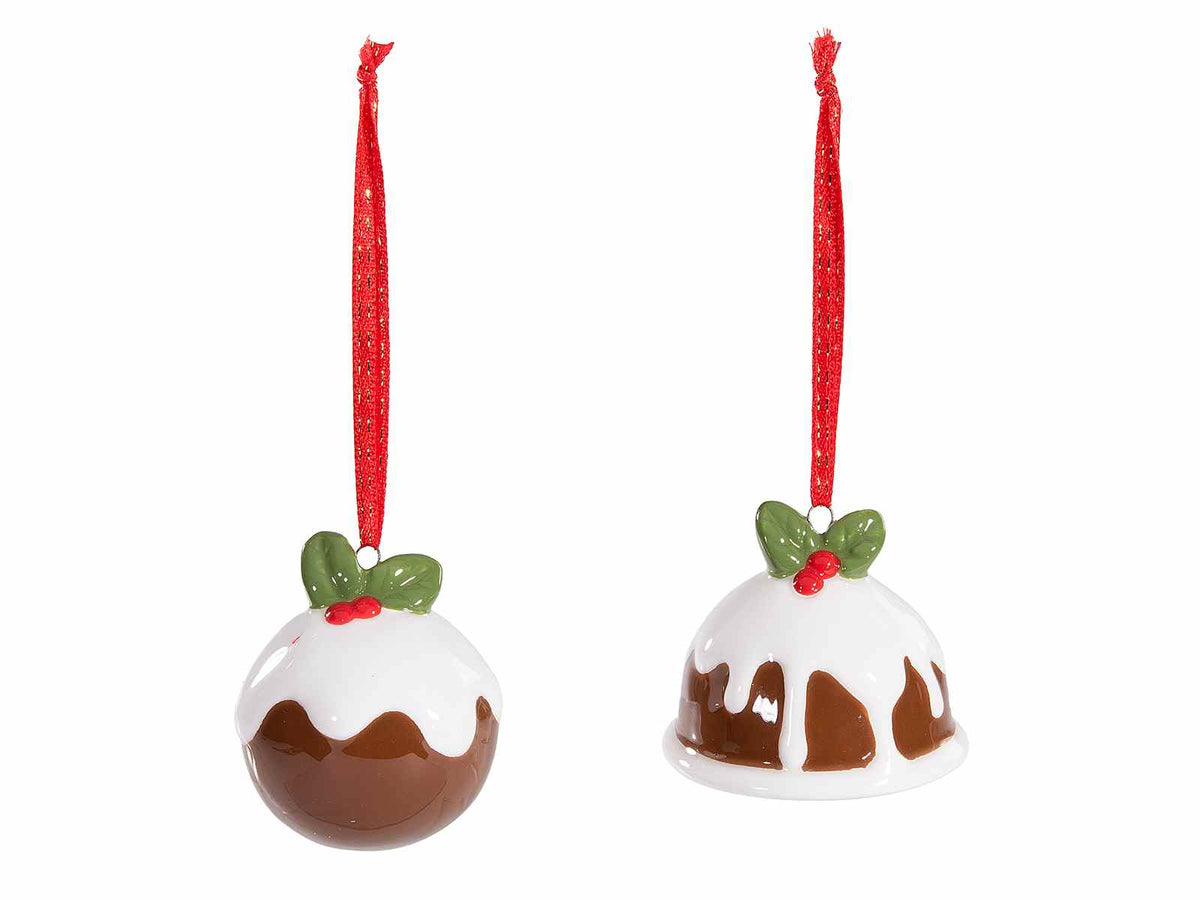 Addobbo albero di Natale a dolcetto in ceramica con decori in rilievo, set da 8 pezzi, Ø 4,5 cm x 5,5 H