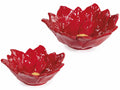 Contenitore / vassoio stella di Natale in ceramica con rilievi in set da due, Grande: cm 20x18,5x7,5 H