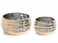 Set di 2 vasi in ceramica dorata lavorata, 21 e 16 cm