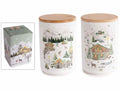 Barattoli / contenitori / biscottiere alimentari in ceramica con decori, set da 4 pezzi, Ø 10 cm x 15,5 H