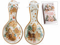 Poggiamestolo per la cucina di Natale realizzato in ceramica decorata, set da 8 pezzi, cm 11,5 x 24,5 H