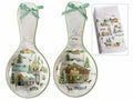 Poggiamestolo per la cucina di Natale realizzato in ceramica decorata, set da 8 pezzi, cm 11,5 x 24,5 H
