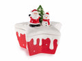 Barattoli / contenitori / biscottiere alimentari in ceramica a forma di stella, set da 2 pezzi, cm 17 x 16 x 15 H