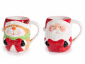 Tazze Babbo Natale e renna con fiocco realizzate con ceramica decorata, set da 4 pezzi, Ø 10 cm x 10,5 H