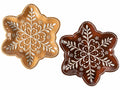 Piatti / vassoi natalizi ad uso alimentare in ceramica a forma di stella pan di zenzero con decori in rilievo, set da 2 pezzi, cm 25,5 x 23 H
