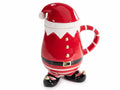 Set di 3 tazza a forma di Babbo Natale con abito con decori in oro e coperchio a cappello realizzata in ceramica colorata, Tazza: Ø 9 cm x 13,5 H