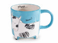 Tazze in ceramica colorata con mucca in rilievo e piedini, set da 6 pezzi, Ø 9,5 cm x 10 H