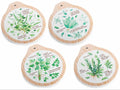 Sottopentola in ceramica con rilievo e stampa erbe, base sughero, set da 8 pezzi, cm 19,5 x 22 H