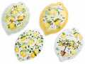 Sottopentola sagomato a limone in ceramica decorata con base in sughero, set da 8 pezzi, cm 15 x 21,5 H