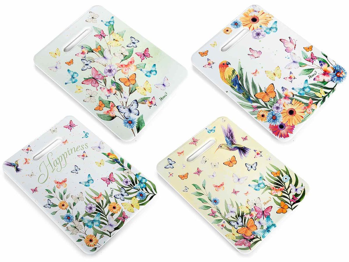 Sottopentola in ceramica con base in sughero e decori floreali, set da 8 pezzi, cm 15 x 20 H