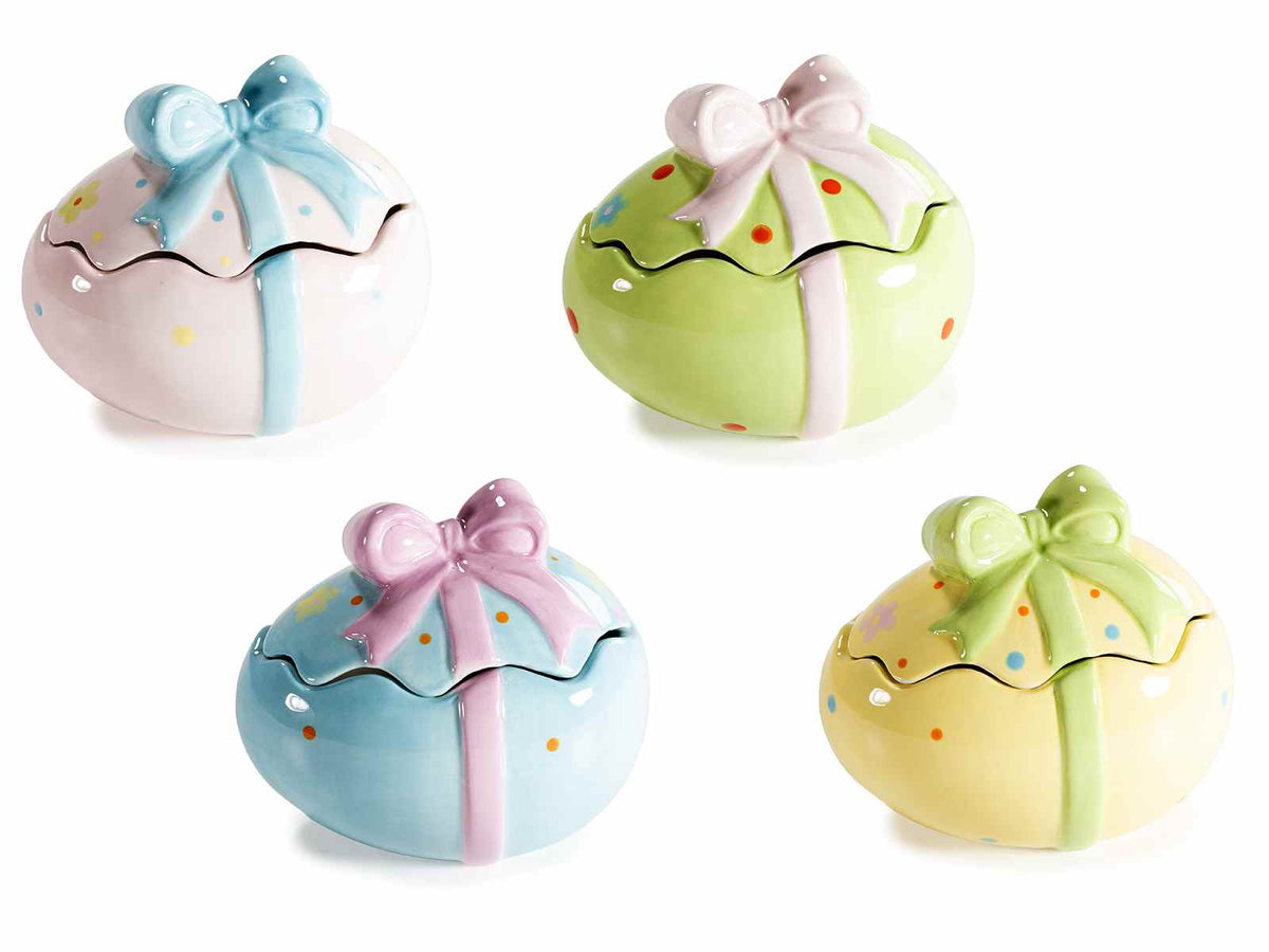 Barattoli adatti al contatto alimentare / portadolci / biscottiera in ceramica, set da 4 pezzi, cm 12 x 10 x 10,5 H