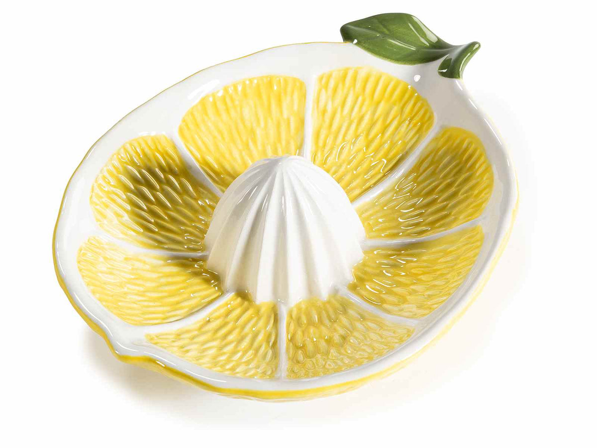Spremiagrumi a forma di limone in ceramica colorata, set da 4 pezzi, cm 13,5 x 17,5 x 5 H