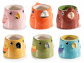 Vasetti a pappagallo in ceramica colorata lucida, set da 6 pezzi, Ø 8,5 cm x 6,5 H
