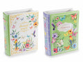 Vasi a forma di libro in ceramica lucida con decori fiori e farfalle, set da 2 pezzi, cm 16 x 6 x 20 H