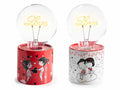 Lampade con luce LED con scritta Love su base in ceramica con stampa coppia, set da 2 pezzi, Ø 9,5 cm x 18 H