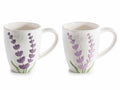 Tazze in ceramica con fiori di lavanda in rilievo, set da 4 pezzi, Ø 8,5 cm x 10 H