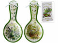 Poggiamestolo in ceramica decori erbe aromatiche e fiocco, in confezione regalo, set da 8 pezzi, cm 11,5 x 24,5 H