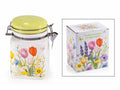 Barattoli adatti al contatto alimentare in ceramica ermetico con decori fiori, set da 4 pezzi, cm 13 x 9,5 x 15 H