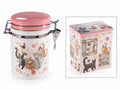 Barattoli alimentari in ceramica decori gatti e tappo ermetico, in confezione, set da 4 pezzi, cm 13,5 x 9,5 x 15 H