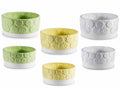 Vasi in ceramica colorata con fiori in rilievo in set da due pezzi, set da 3 pezzi, Grande: Ø 16,5 cm x 8 H