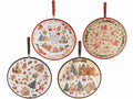 Sottopentola natalizi in ceramica lucida design pan di zenzero con base, set da 4 pezzi, Ø 19 cm