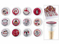Tappi in sughero e ceramica con decori a tema vino in espositore da 24 pezzi, set da 24 pezzi, Ø 4 cm x 3 H (con tappo 6)