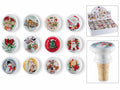 Tappi in sughero e ceramica con decori a tema natalizi in espositore da 24 pezzi, set da 24 pezzi, Ø 4 cm x 3 H (con tappo 6)