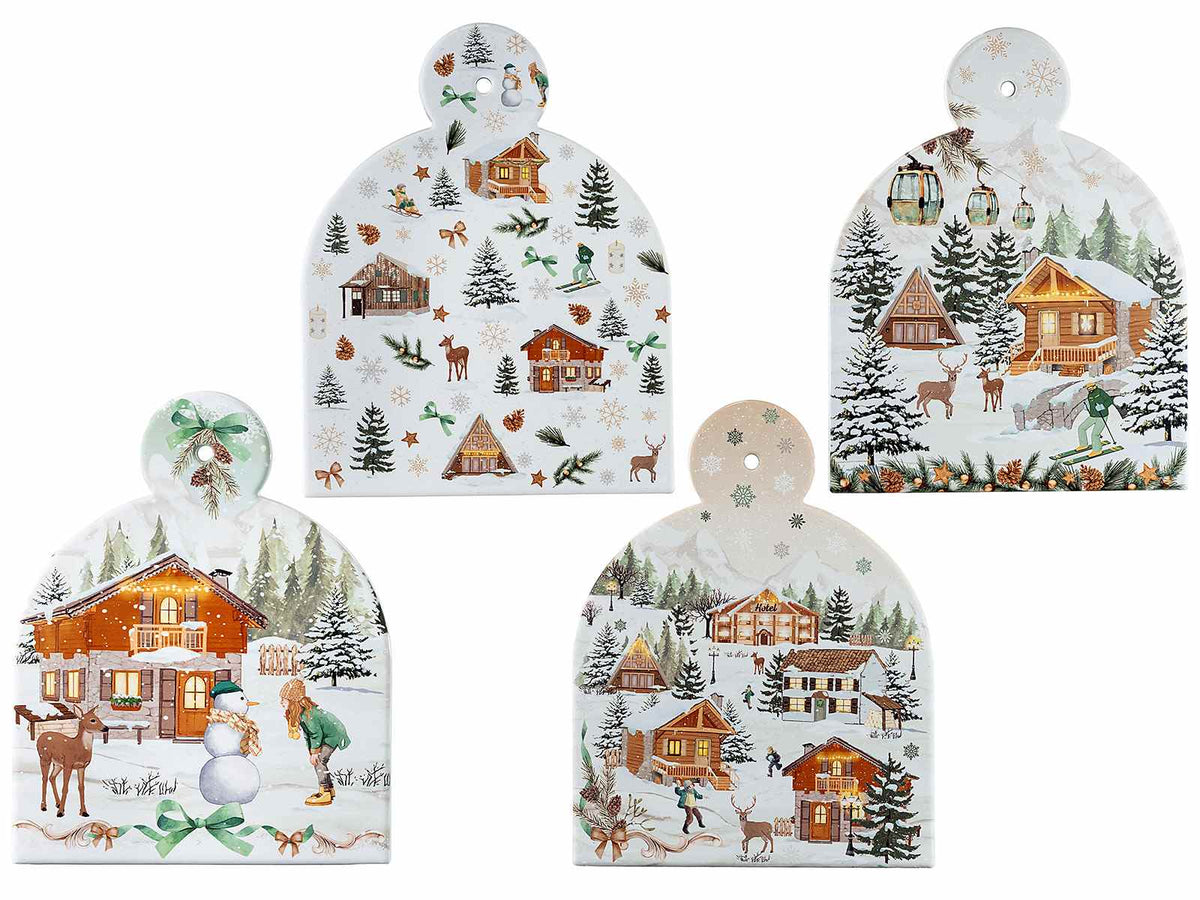 Sottopentola in ceramica lucida con base in sughero da appendere / appoggiare, set da 4 pezzi, cm 18 x 23 H