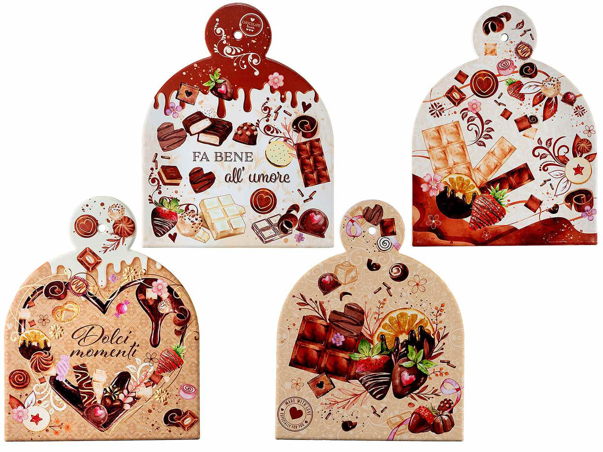 Sottopentola in ceramica lucida con base in sughero da appendere / appoggiare, set da 4 pezzi, cm 18 x 23 H