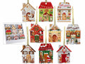 Decori natalizi in ceramica lucida a forma di casetta da appendere, set da 36 pezzi, cm 7,5 x 10 H