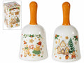 Campanelle natalizie in ceramica con decori pan di zenzero, set da 4 pezzi, Ø 7 cm x 13,5 H