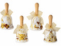 Campanelle in ceramica con decorazioni natalizie e fiocco, set da 4 pezzi, Ø 5 cm x 10 H