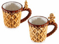 Set di 2 tazze natalizie in ceramica effetto wafer / cioccolato e omino pan di zenzero e albero su manico, Ø 10 cm x 10 H