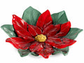 Piatti decorativi natalizi in ceramica colorata a forma di Stella di Natale, set da 2 pezzi, Ø 21 cm