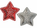 Piatti natalizi decorativi a forma di stella in ceramica con decori in rilievo, set da 2 pezzi